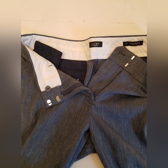 LOFT Petites Marisa Trouser Blue Linen Blend Pants Size 12P - Picture 14 of 15